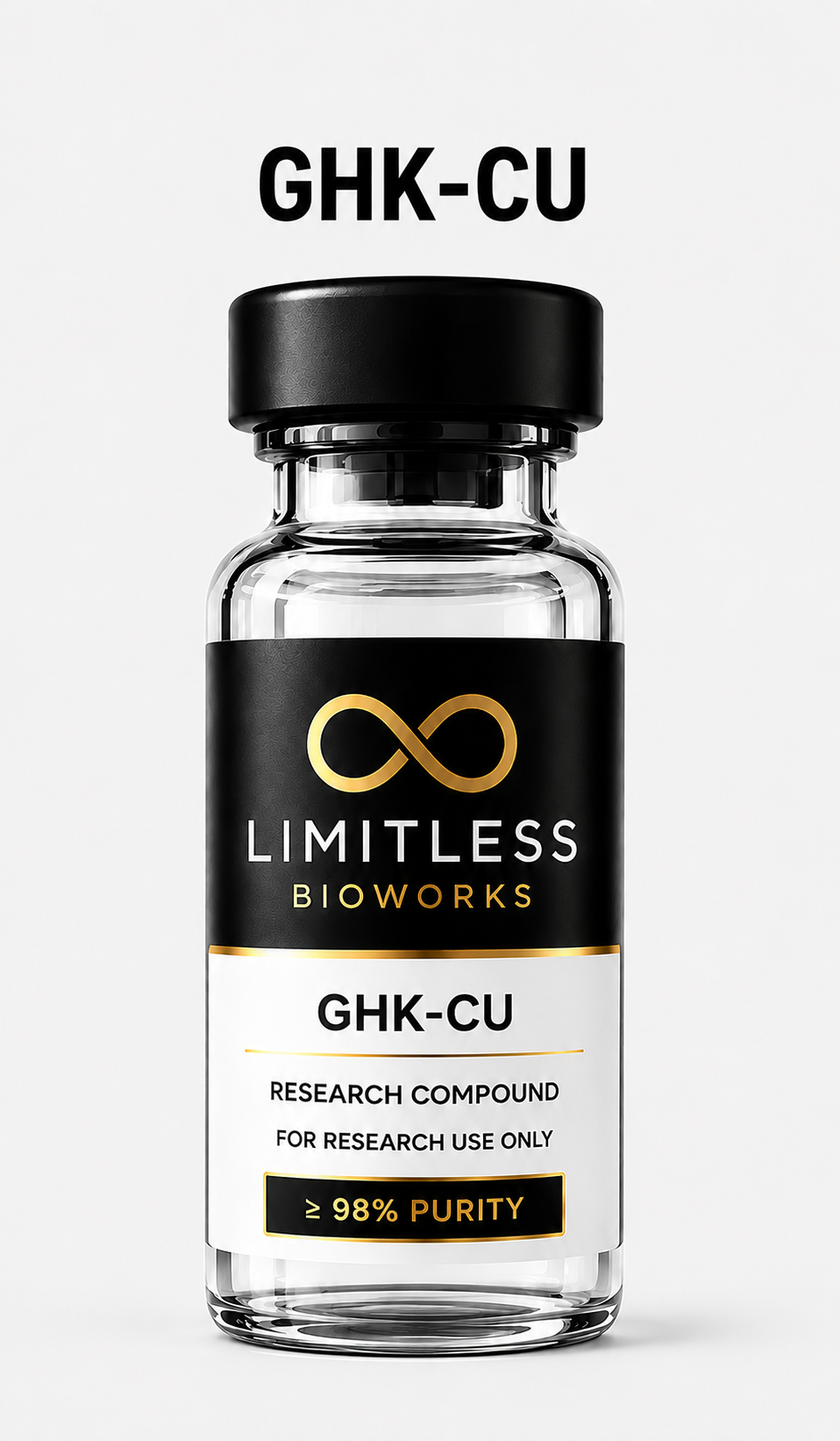 GHK-Cu research compound vial by Limitless BioWorks