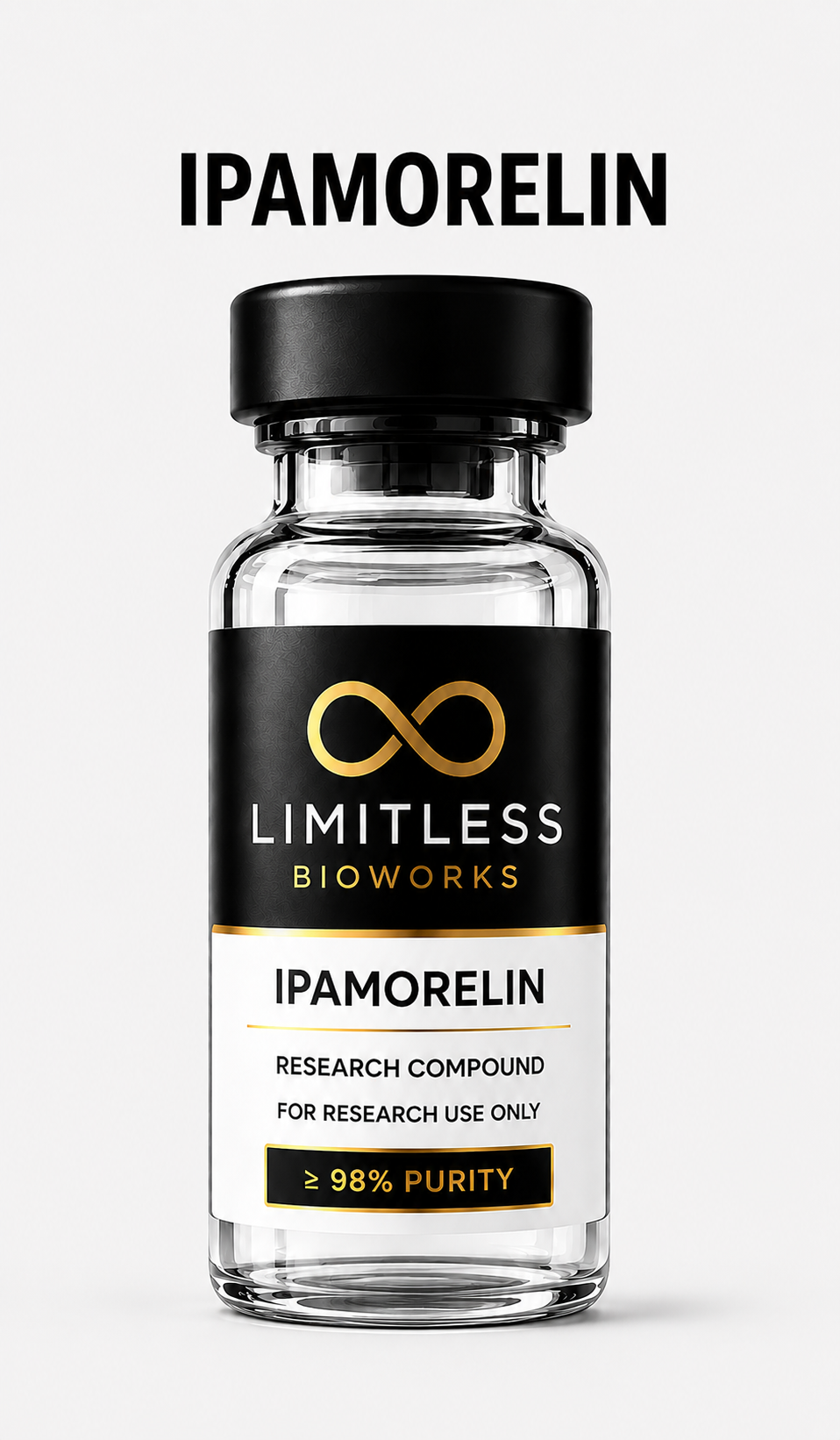 Ipamorelin research compound vial by Limitless BioWorks