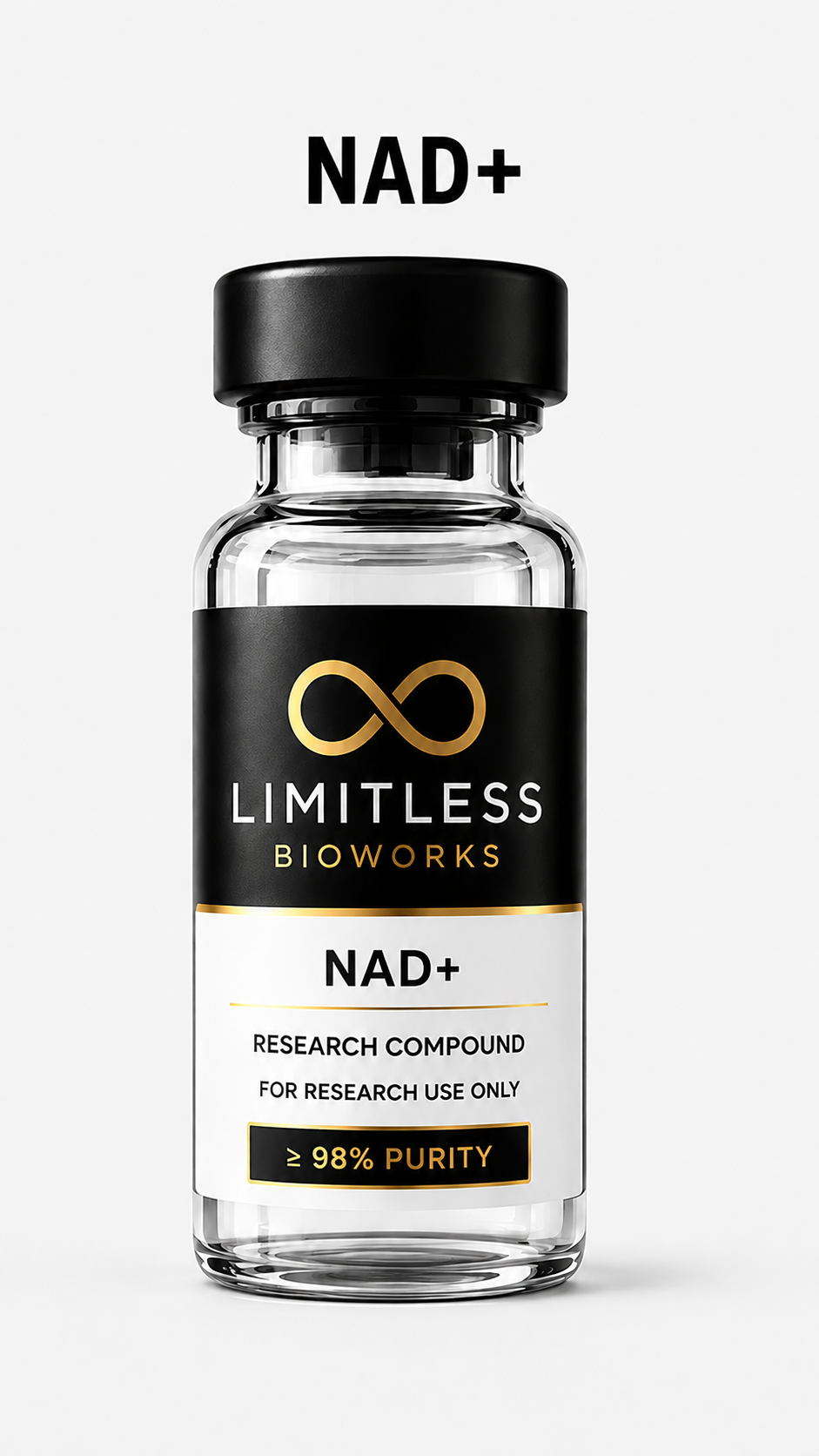 Nad+ research compound vial by Limitless BioWorks