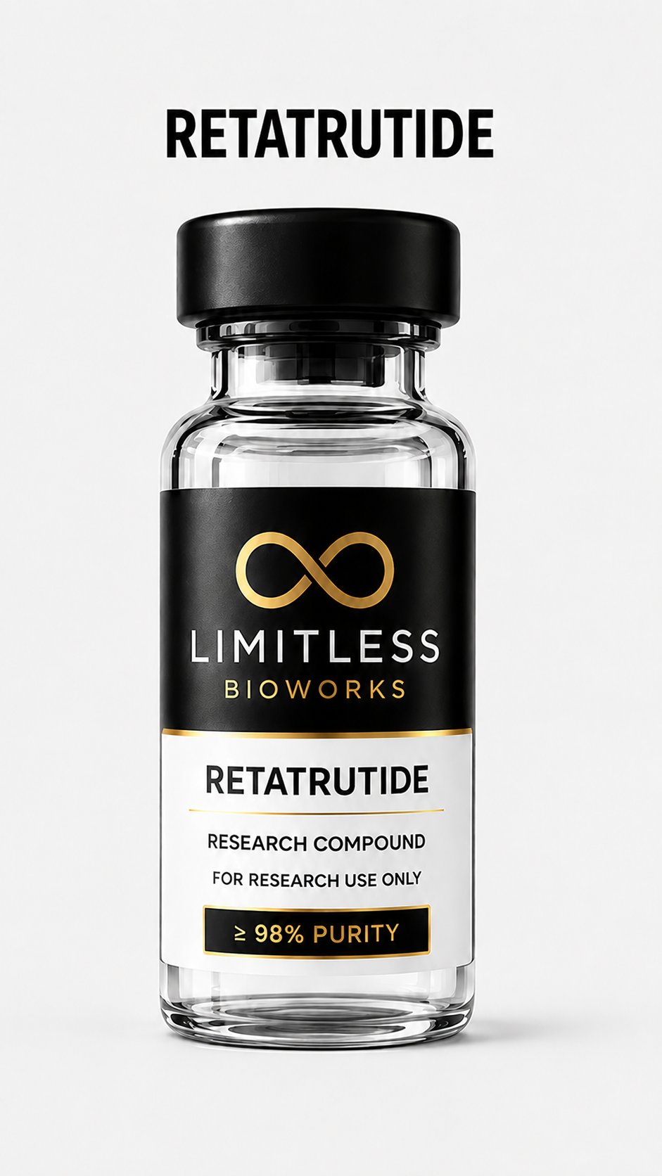 Retatrutide research compound vial by Limitless BioWorks
